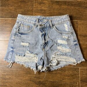SHEIN Light Blue Distressed Jean Shorts